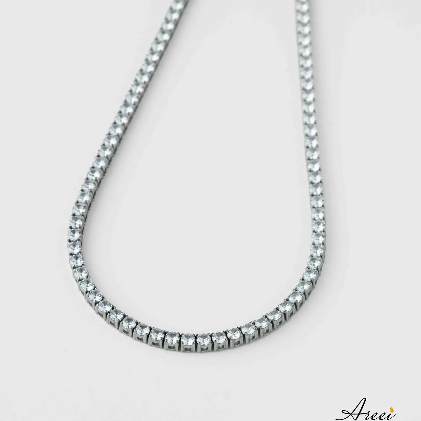 Silver cubic zirconia tennis necklace